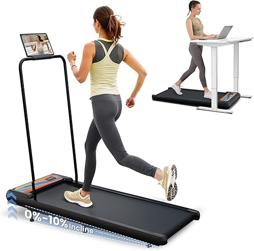 Foldable Treadmill with 10% Incline & Handle Bar