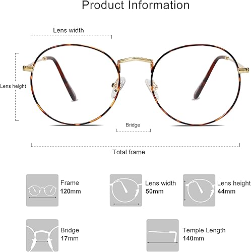 SOJOS Round Blue Light Blocking Computer Glasses